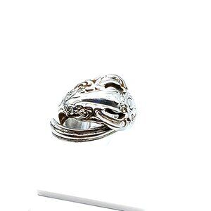 Vintage Elegant Spoon Wrap Ring, Silver Plate Floral Bypass Ring, Unique Gift